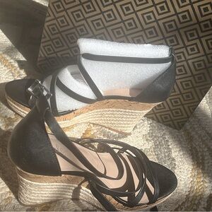 Black Wedge Sandals